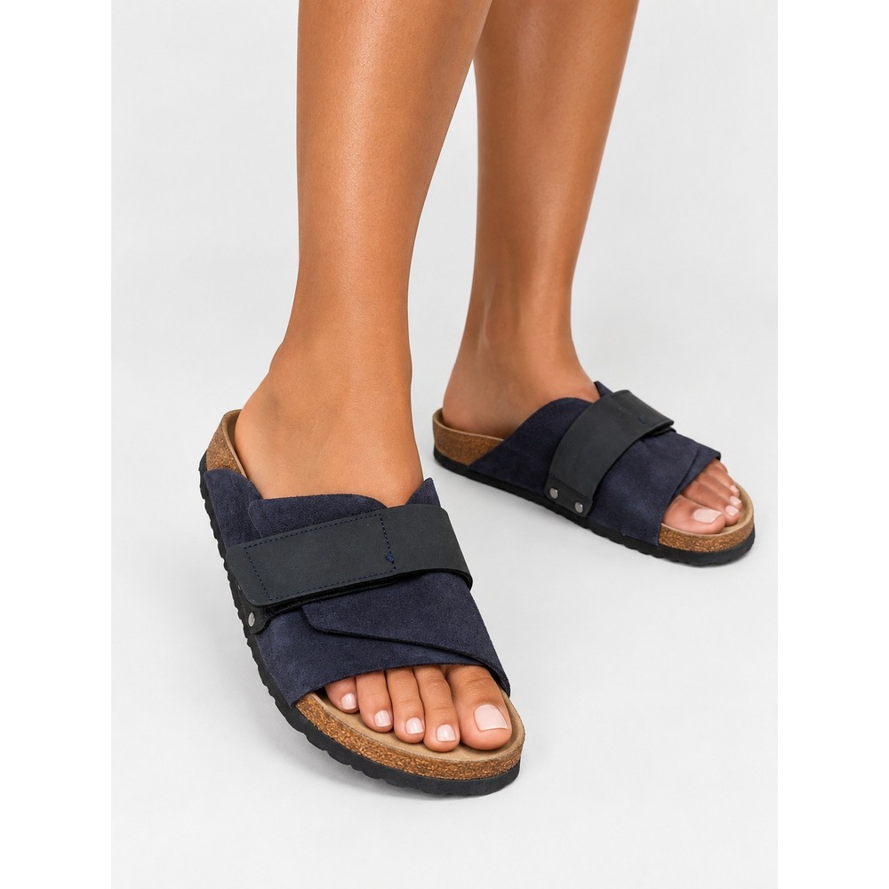 Birkenstock Kyoto Navy Blue Suede Leather Slide Sandals 39 L 8 M 6